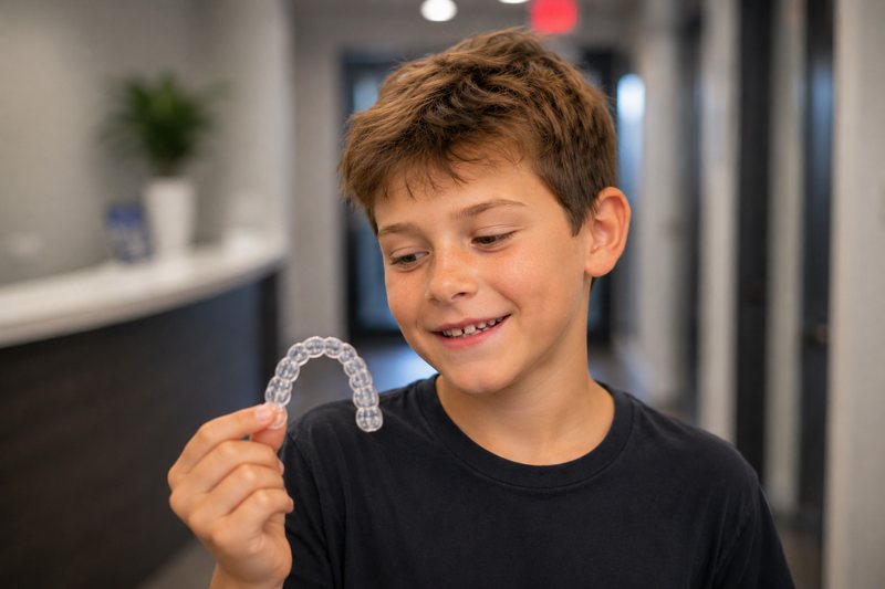 Patient holding a clear retainer