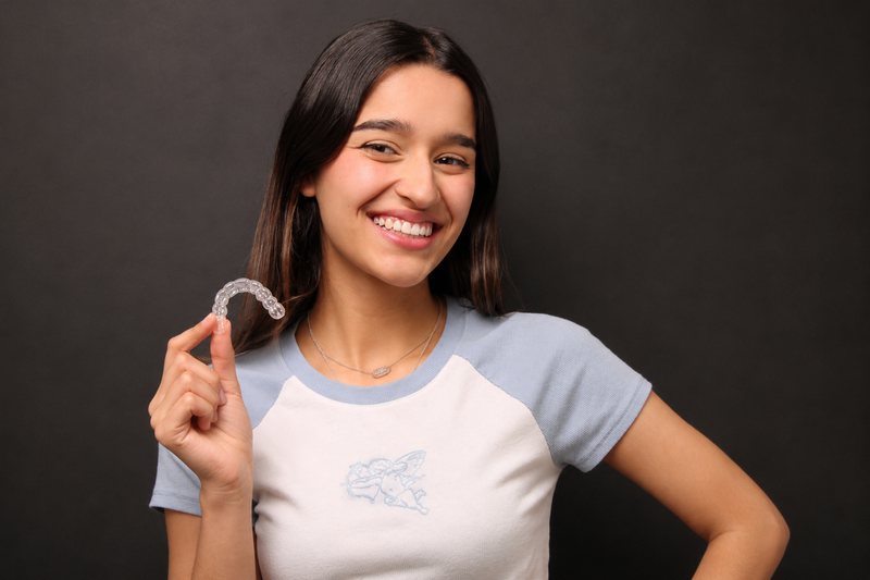 Patient holding a clear retainer